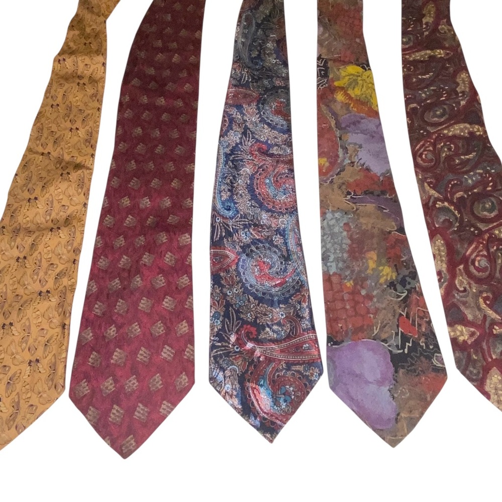 Lot of 5 Mens Ties Neckties Silk Poly Assorted Paisley Calvin Klein Botany 500